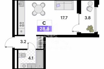 Студия, 28,8 м², 4/15 эт.