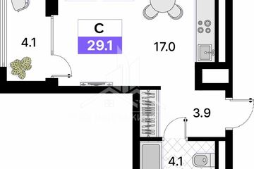 Студия, 29,1 м², 8/9 эт.