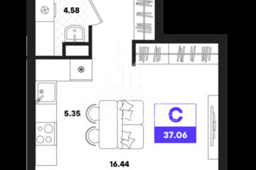 Студия, 37,05 м², 13/22 эт.