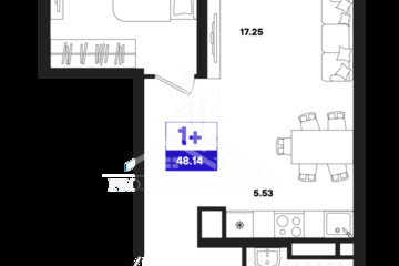 1-к квартира, 48,14 м², 13/22 эт.