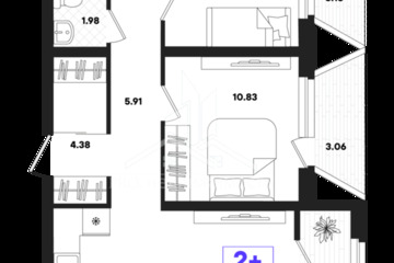 2-к квартира, 67,38 м², 16/22 эт.