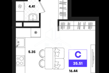 Студия, 35,66 м², 16/22 эт.