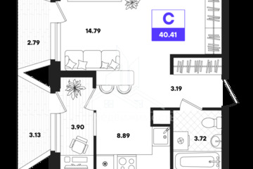 Студия, 40,41 м², 20/22 эт.