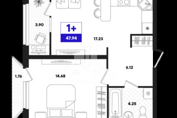 1-к квартира, 47,94 м², 4/22 эт.