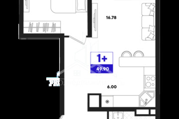 1-к квартира, 49,9 м², 5/22 эт.