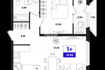 1-к квартира, 47,82 м², 8/22 эт.