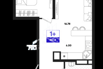 1-к квартира, 48,14 м², 12/22 эт.