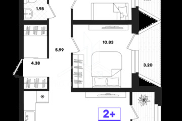 2-к квартира, 67,74 м², 16/22 эт.
