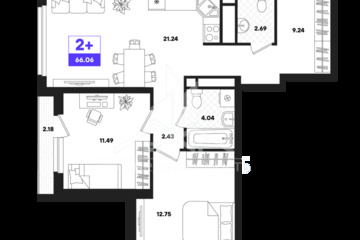 2-к квартира, 66,06 м², 16/22 эт.