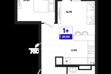 1-к квартира, 49,9 м², 16/22 эт.