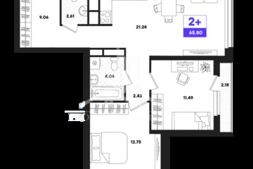 2-к квартира, 65,8 м², 17/22 эт.