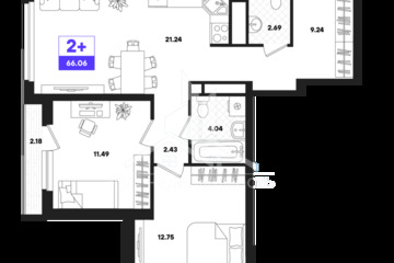 2-к квартира, 66,06 м², 17/22 эт.
