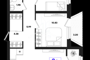 2-к квартира, 64,47 м², 18/22 эт.