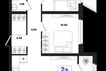 2-к квартира, 64,54 м², 19/22 эт.