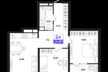 2-к квартира, 61 м², 19/22 эт.
