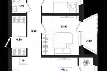 2-к квартира, 64,47 м², 20/22 эт.