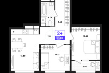 2-к квартира, 61 м², 20/22 эт.