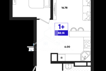 1-к квартира, 48,14 м², 21/22 эт.