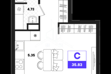 Студия, 35,83 м², 8/22 эт.