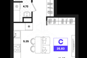 Студия, 35,83 м², 11/22 эт.
