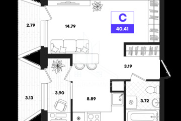 Студия, 40,41 м², 16/22 эт.