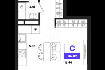 Студия, 36,89 м², 17/22 эт.