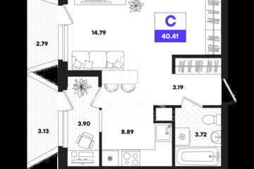 Студия, 40,41 м², 20/22 эт.
