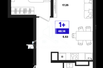 1-к квартира, 48,14 м², 20/22 эт.